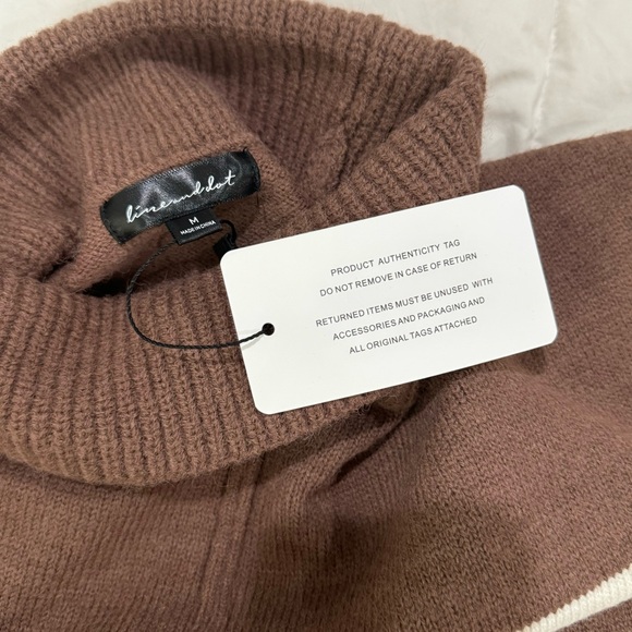 LINE and DOT TURTLENECK PULLOVER SWEATER KNIT STRIPE LONG SLEEVES WARM COZY FALL - Picture 7 of 7